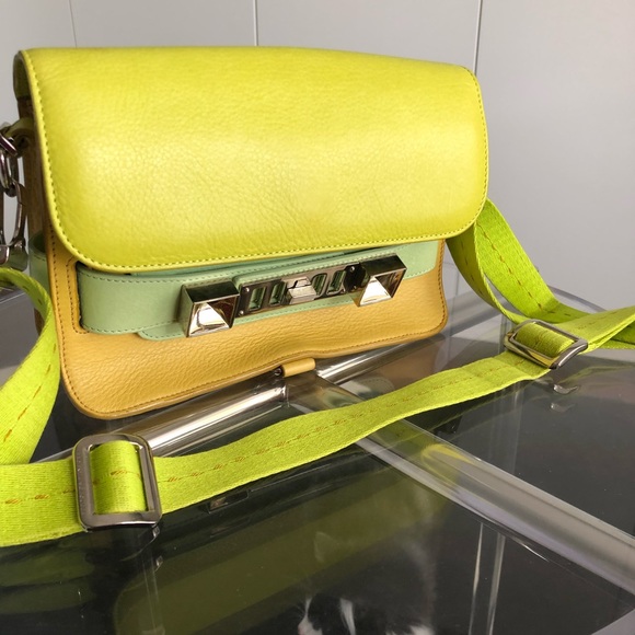 PROENZA SCHOULER Yellow Colorblock Leather PS11 - Picture 1 of 7